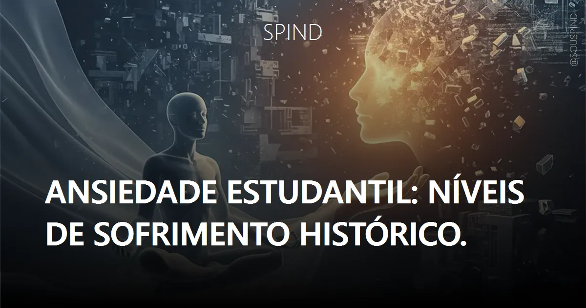 Uma ilustração etérea e simbólica de uma mente jovem sob pressão, representada por engrenagens ou fios emaranhados, mas com um suave brilho dourado de luz emanando de um ponto central, simbolizando equilíbrio e esperança em meio ao caos. Cores suaves, tons pastéis e elementos que remetem a estudos, como livros ou cadernos, desfocados ao fundo.