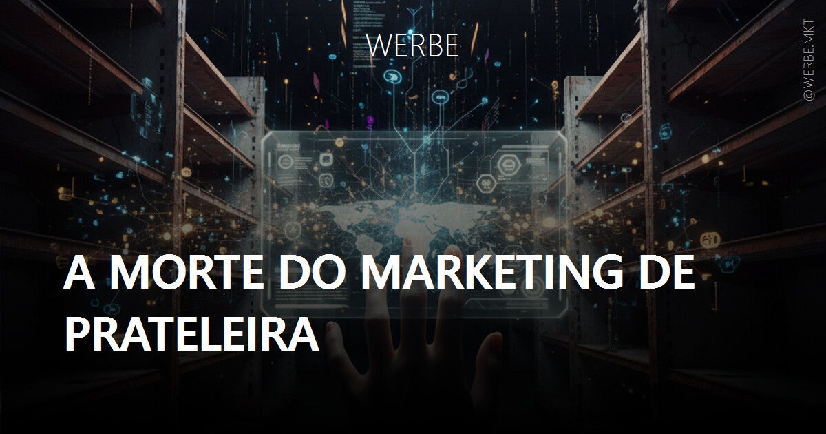Uma composição etérea e cinematográfica. Sombras dramáticas se estendem sobre uma superfície texturizada de mármore polido. No centro, uma estrutura abstrata, quase translúcida, que sutilmente evoca uma prateleira estilizada, desintegra-se em partículas luminosas e suaves, simbolizando a obsolescência. Ao redor, feixes de luz prateada e dourada, formando redes complexas e interconectadas, representam a fluidez da automação e do branding sistêmico. A iluminação é dramática e focalizada, criando profundidade. Texturas suaves de luz e contrastes profundos dominam a cena. Paleta de cores neutras com toques metálicos, sugerindo sofisticação, inovação e a transição para uma nova era digital.