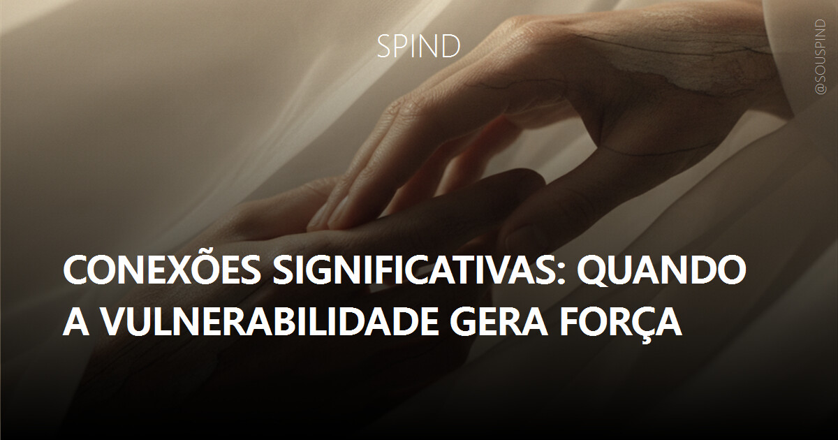 Texturas orgânicas e sutis de duas mãos em um toque suave e reflexivo, quase translúcido, sob uma luz dramática e difusa. A composição evoca a fragilidade e a força da conexão humana. Um véu translúcido e vaporoso de tecido flutua levemente ao redor, adicionando uma sensação de revelação e intimidade. Foco na qualidade etérea e na resiliência do elo. Paleta de cores em tons neutros e terrosos, com toques dourados no brilho.